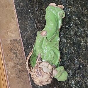 Vintage Angel Sculpture Figure With Green Robe